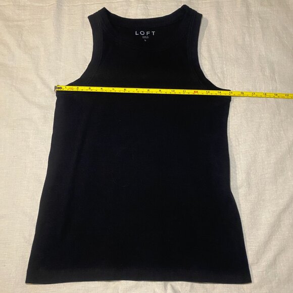 Loft Scoop Neck Sleeveless Black Tank Fitted Womens L Ribbed Knit Layering EUC - Picture 7 of 8